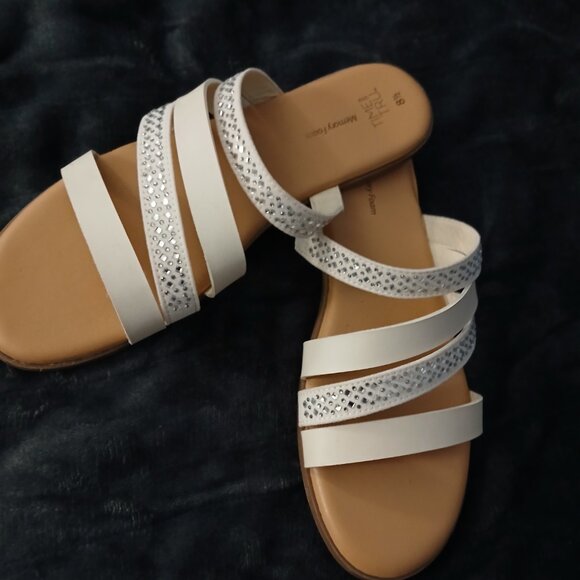 White Rhinestone Slide Sandals - Picture 3 of 4